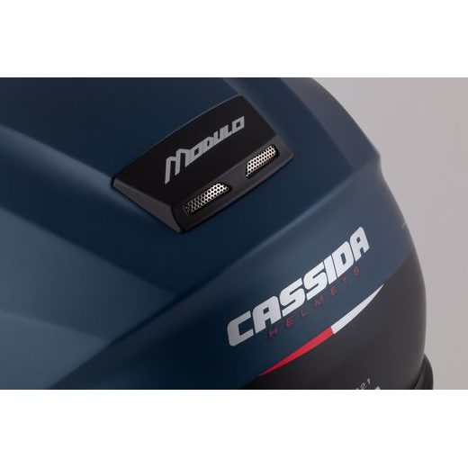 PRILBA MODULO 2.1 COMPASS, CASSIDA (MODRÁ MATNÁ PERLEŤ/ČERNÁ/STŘÍBRNÁ/ČERVENÁ, PLEXI S PRÍPRAVOU PRE PINLOCK) 2026