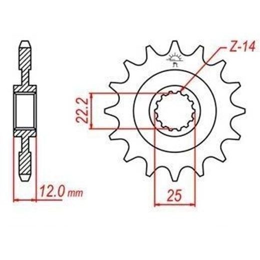 REŤAZOVÉ KOLIESKO PRE SEKUNDÁRNE REŤAZY TYPU 520, JT - ANGLICKO (12 ZUBOV)