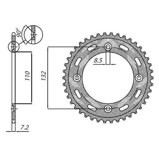 OCEĽOVÁ ROZETA PRE SEKUNDÁRNE REŤAZE TYPU 428, SUNSTAR (49 ZUBOV)