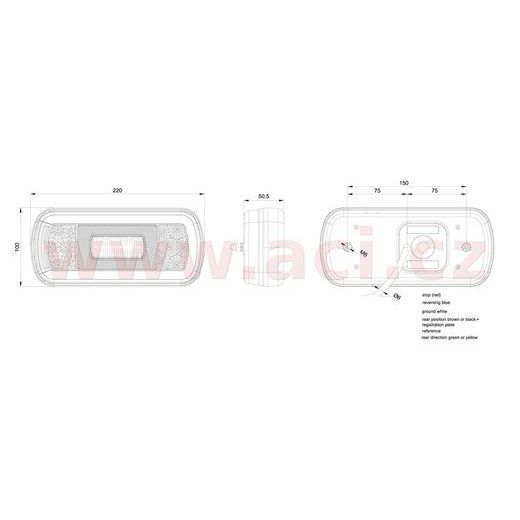 ZADNÍ SVĚTLO LED 220X100 MM KABEL 1 M, L=P