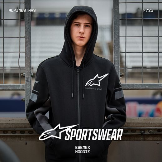 MIKINA ESEMEX HOODIE, ALPINESTARS (ČERNÁ/ŠEDÁ)