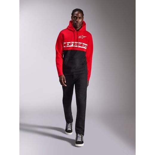 MIKINA PARALLEL HOODIE, ALPINESTARS (ČERVENÁ/ČERNÁ)
