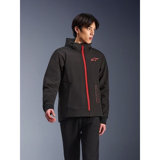 BUNDA RADIUM TECH HOODIE, ALPINESTARS (ČERNÁ/ČERVENÁ) 2026