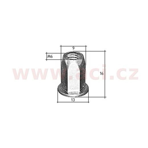 NÝTOVACÍ MATICE M6 SADA 10 KS (DÉLKA 16 MM)