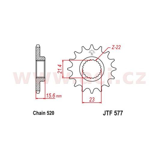REŤAZOVÉ KOLIESKO S TLMIACE GUMOVOU VRSTVOU PRE SEKUNDÁRNE REŤAZY TYPU 520, JT (15 ZUBOV)