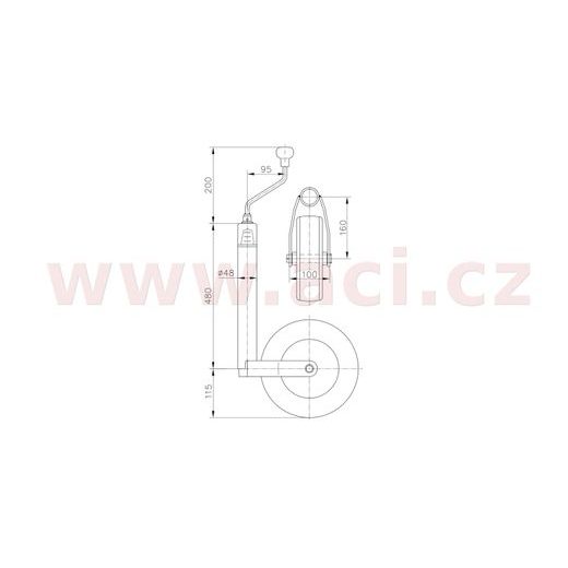 KOLEČKO OPĚRNÉ WINTERHOFF ST48-CW-225 SB+BA (OCELOVÝ DISK) S UKAZATELEM ZATÍŽENÍ, NOSNOST MAX. 150KG ORIGINÁL