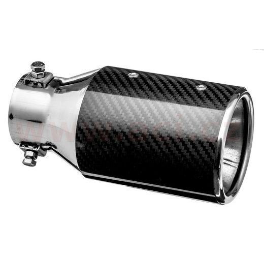 KONCOVKA VÝFUKU NEREZOVÁ KULATÁ KARBONOVÝ VZHLED, VNĚJŠÍ PRŮMĚR 89MM, DÉLKA 178MM, VNITŘNÍ PRŮMĚR 45-58MM ASSO