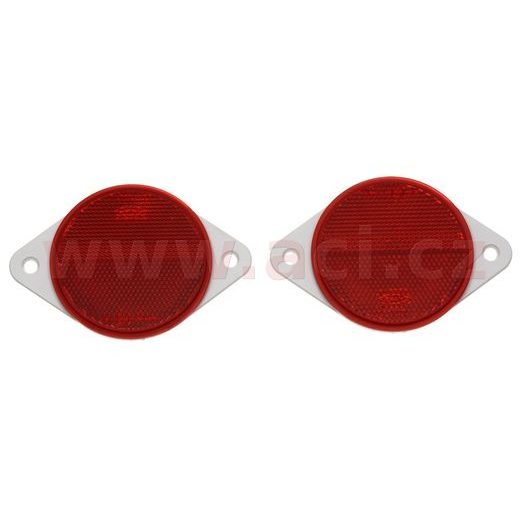UNIVERZÁLNÍ ODRAZKA KULATÁ S DVĚMA OTVORY PRO UCHYCENÍ, ČERVENÁ (PRŮMĚR 78 MM) 2 KS