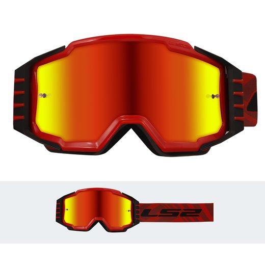 LS2 CHARGER PRO GOGGLE RED WITH IRIDIUM VISOR