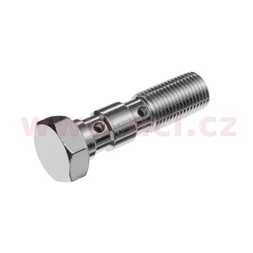 PRŮTOKOVÝ SKRUTKA DVOJITÝ M10 X 1 MM (POCHROMOVANÁ OCEĽ)