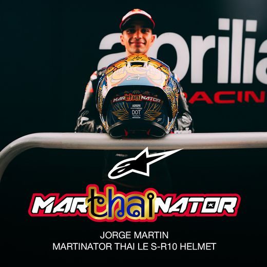 PRILBA SUPERTECH R10 MARTHAINATOR LIMITOVANÁ EDÍCIA JORGE MARTIN, ALPINESTARS (MODRÁ PERLEŤ/ZLATÁ/ČERVENÁ) 2026