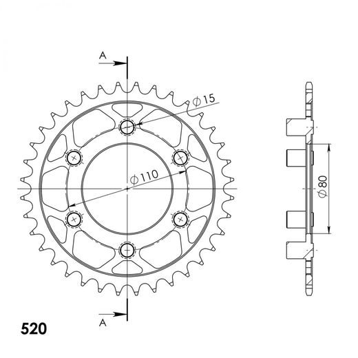 REŤAZOVÁ ROZETA SUPERSPROX RFE-19:36-BLK ČIERNA 36T, 520