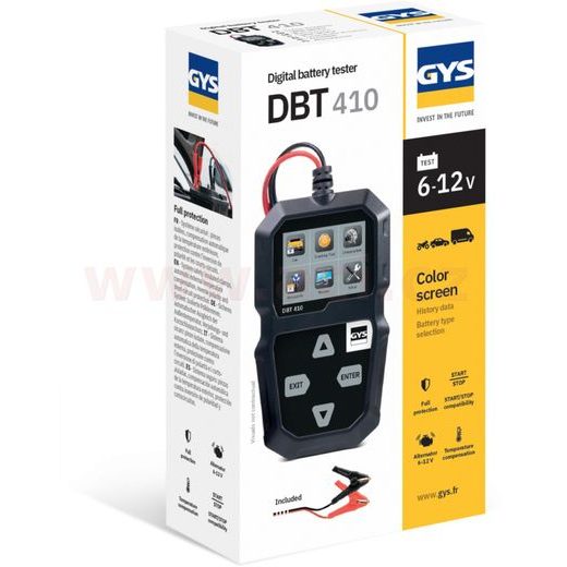 TESTER BATERIÍ S V, NAPĚTÍ, PROUD, DOBÍJENÍ, 12 V, 7 - 240 AH, DBT 410 - START/STOP
