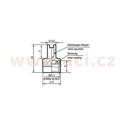 ČEPIČKA VENTILKU GP3-04 KOVOVÁ (SADA 10 KS)