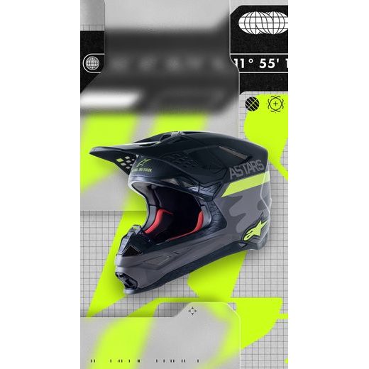 PRILBA SUPERTECH S-M10 LIMITOVANÁ EDÍCIA AMS, ALPINESTARS (ŠEDÁ/BÍLÁ/ŽLUTÁ FLUO/ČERNÁ)