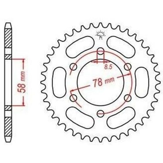 OCEĽOVÁ ROZETA PRE SEKUNDÁRNE REŤAZY TYPU 428, JT - ANGLICKO (37 ZUBOV)