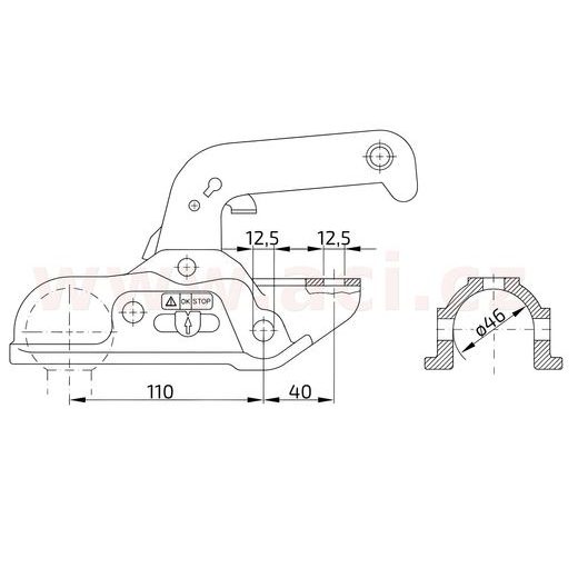 TAŽNÁ SPOJKA WINTERHOFF WW 30-D2, 3000 KG, 45 MM, H12V12 ORIGINÁL