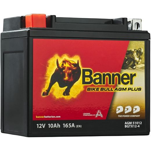 BATERIE AGM PLUS 12V, BGTX12-4, 10AH, 165A, BANNER BIKE BULL AGM PLUS 150X87X130