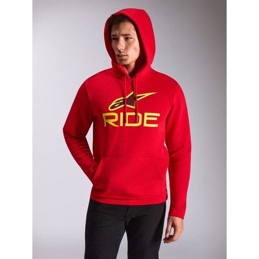 MIKINA RIDE HOODIE 3, ALPINESTARS (ČERVENÁ/ŽLUTÁ FLUO/ČERNÁ)