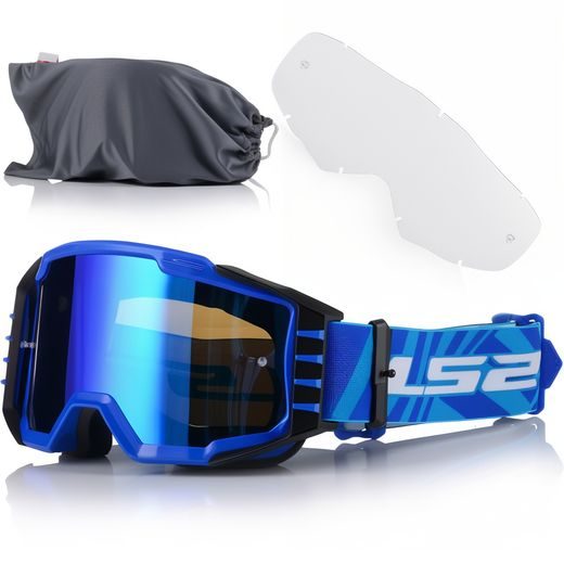 LS2 CHARGER PRO GOGGLE BLUE WITH IRIDIUM VISOR