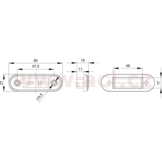 POZIČNÍ SVĚTLO LED OVÁLNÉ BÍLÉ (85X27 MM) S DRŽÁKEM