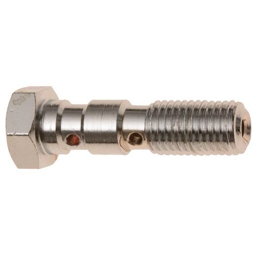 PRŮTOKOVÝ SKRUTKA DVOJITÝ M10 X 1,25 MM (POCHROMOVANÁ OCEĽ)