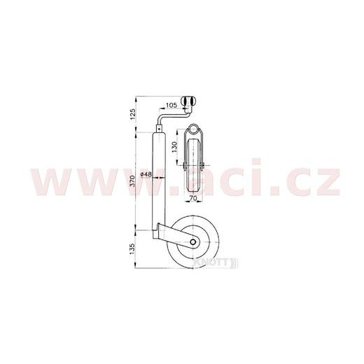 KOLEČKO OPĚRNÉ KNOTT PRŮM. 48 MM (OCELOVÝ DISK) 150 KG ORIGINÁL