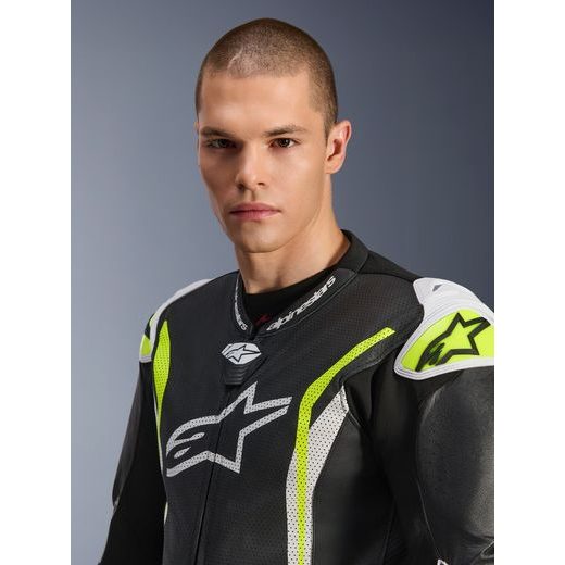 JEDNODIELNA KOMBINÉZA GP TECH V5, ALPINESTARS (ČERNÁ/BÍLÁ/ŽLUTÁ FLUO) 2026