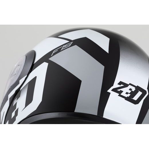 PRILBA F19, ZED (ČERNÁ/BÍLÁ/ŠEDÁ) 2026