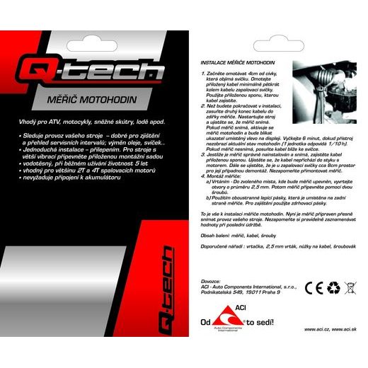 MERAČ MOTOHODÍN, Q-TECH (ČERVENÝ)