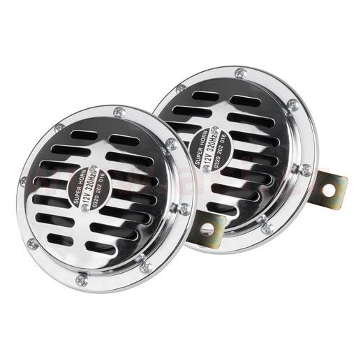 KLAKSON CHROMOVÝ 12V, 110 DB, 125 MM, SADA 2 KS