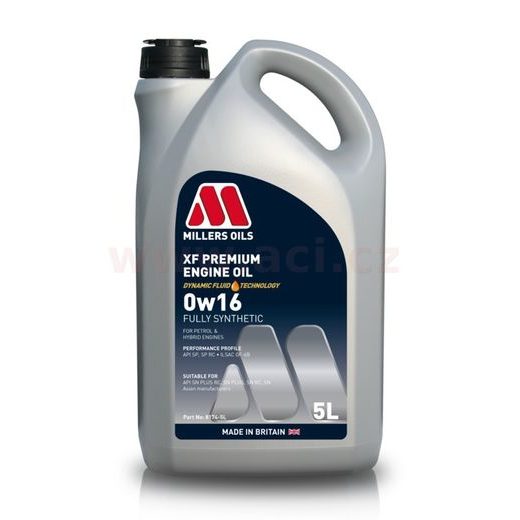 MILLERS OILS MOTOROVÝ OLEJ PLNE SYNTETICKÝ XF PREMIUM 0W16 5L