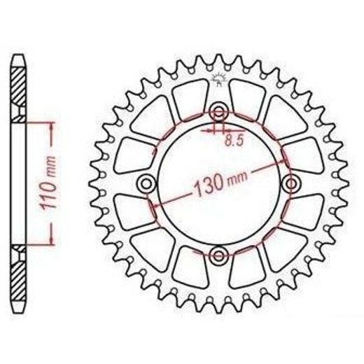 DURALOVÁ ROZETA PRE SEKUNDÁRNE REŤAZY TYPU 428, JT - ANGLICKO (50 ZUBOV)