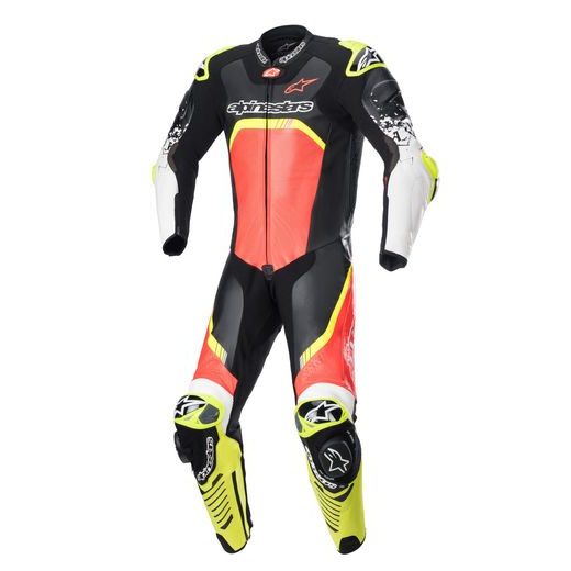 JEDNODIELNA KOMBINÉZA GP TECH 4, TECH-AIR KOMPATIBILNÝ, ALPINESTARS (ČERVENÁ FLUO/ŽLUTÁ FLUO/ČERNÁ/BÍLÁ) 2024