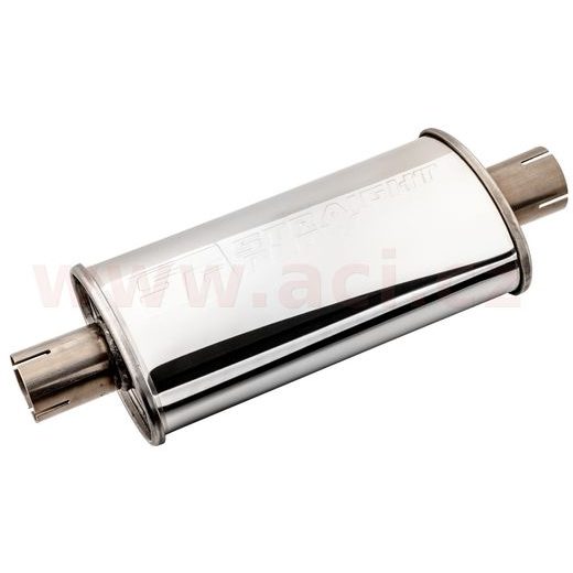 UNIVERZÁLNÍ TLUMIČ OVÁLNÝ VSTUP/VÝSTUP NA STŘEDU, PRŮMĚR TĚLA 100/165MM, DÉLKA TĚLA 320MM, VNITŘNÍ PRŮMĚR 51MM NEREZ