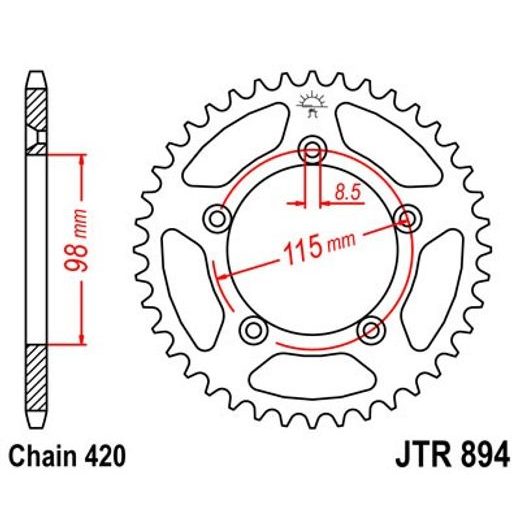REŤAZOVÁ SADA EK - STRIEBORNÝ CHAIN 420 SH, NON-SEALED, CHK FRONT SPROCKET JT, CHK REAR SPROCKET JT PRE KTM SX 60 1998-2000