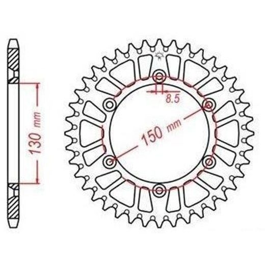 DURALOVÁ ROZETA PRE SEKUNDÁRNE REŤAZY TYPU 520, JT - ANGLICKO (50 ZUBOV)