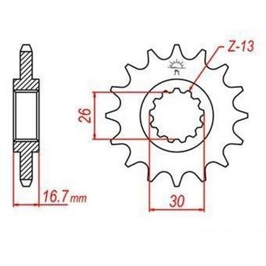 REŤAZOVÉ KOLIESKO PRE SEKUNDÁRNE REŤAZY TYPU 525, JT - ANGLICKO (16 ZUBOV)
