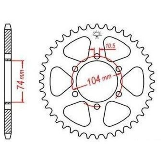 OCEĽOVÁ ROZETA PRE SEKUNDÁRNE REŤAZY TYPU 530, JT - ANGLICKO (40 ZUBOV)