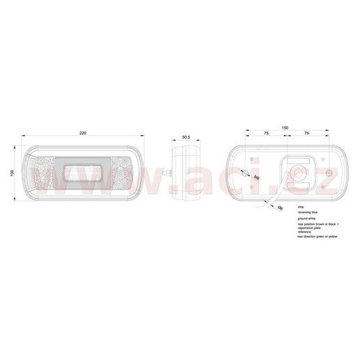 ZADNÍ SVĚTLO LED 220X100 MM KABEL 1 M, L=P