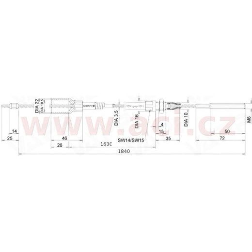 LANOVOD BRZDOVÝ KNOTT 1630/1840 MM, ZÁVIT M8, ORIGINÁL