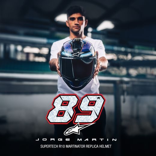 PRILBA SUPERTECH R10 LIMITOVANÁ EDÍCIA MARTINATOR JORGE MARTIN, ALPINESTARS (MODRÁ/FIALOVÁ/ČERVENÁ/ŽLUTÁ) 2025