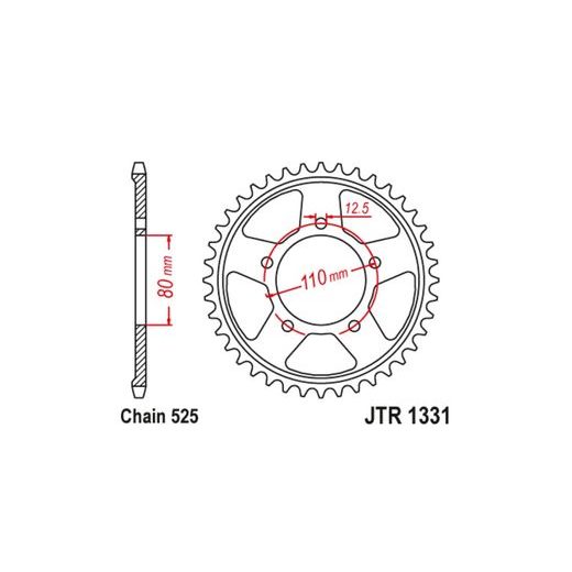 OCEĽOVÁ ROZETA PRE SEKUNDÁRNE REŤAZY TYPU 525, JT (42 ZUBOV)