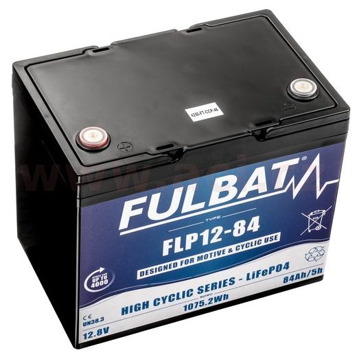 LÍTIOVÁ BATÉRIE& LIFEPO4& FLP12-84 FULBAT 12,8V, 84AH, 1075WH, HMOTNOSŤ 10,5 KG, 260X169X218