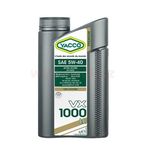 MOTOROVÝ OLEJ YACCO VX 1000 LL 5W40, 1 L