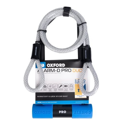 ZÁMEK U PROFIL ALARM-D PRO DUO S OCELOVÝM LANEM, OXFORD (INTEGROVANÝ ALARM, 320 MM X 173 MM, PRŮMĚR ČEPU 14 MM)