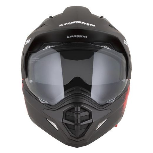 PRILBA TOUR 2.0 CREW, CASSIDA (ČIERNA MATNÁ/ČERVENÁ, PLEXI S PRÍPRAVOU PRE PINLOCK) 2026