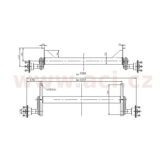 NÁPRAVA KNOTT G 13 (1300 KG) ROZTEČ PATEK 1237 MM, VYSOKÉ PATKY (4X100) ORIGINÁL