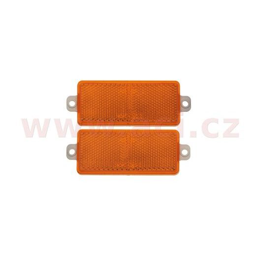 UNIVERZÁLNÍ ODRAZKA OBDÉLNÍK S DVĚMA OTVORY PRO UCHYCENÍ, ORANŽOVÁ (90X40) 2 KS