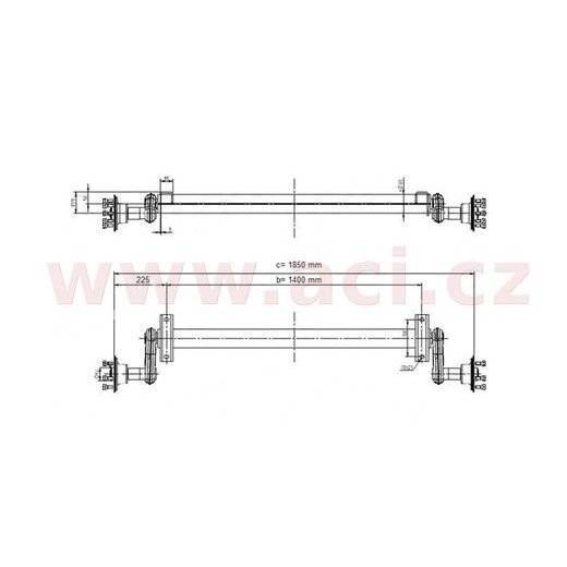 NÁPRAVA KNOTT G 13 (1300 KG) ROZTEČ PATEK 1400 MM, NÍZKÉ PATKY (4X100) ORIGINÁL